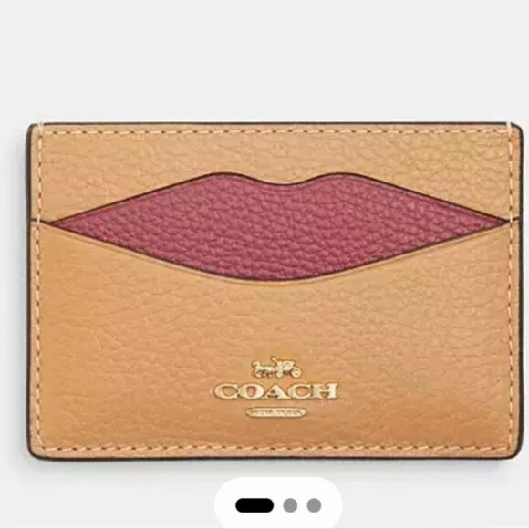NWT Authentic Coach Slim Lips Card Case in Latte Multi - Picture 3 of 6